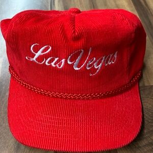 Vintage UNLV Rebels Hat Corduroy Snapback Cap University of Las Vegas Red Rope